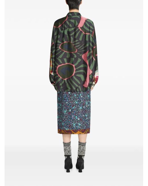 Dries Van Noten Green Viscose Cocoon Shirt
