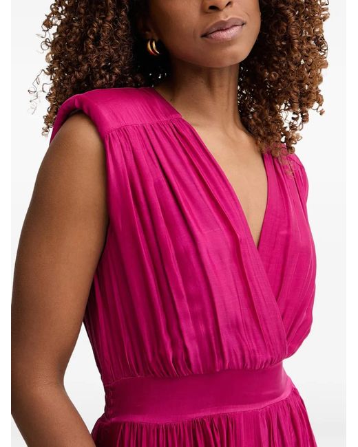 Haveone Pink Pleated Wide-Leg Jumpsuit