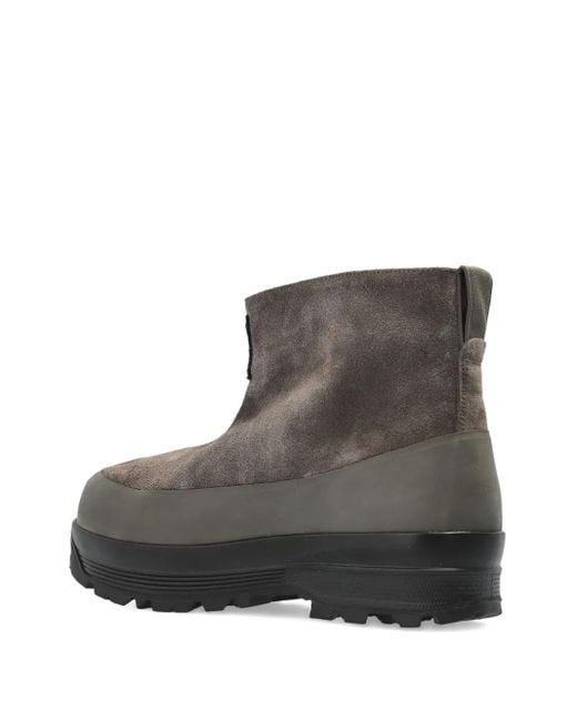 Stone Island Gray Suede Logo-Patch Ankle Boots for men