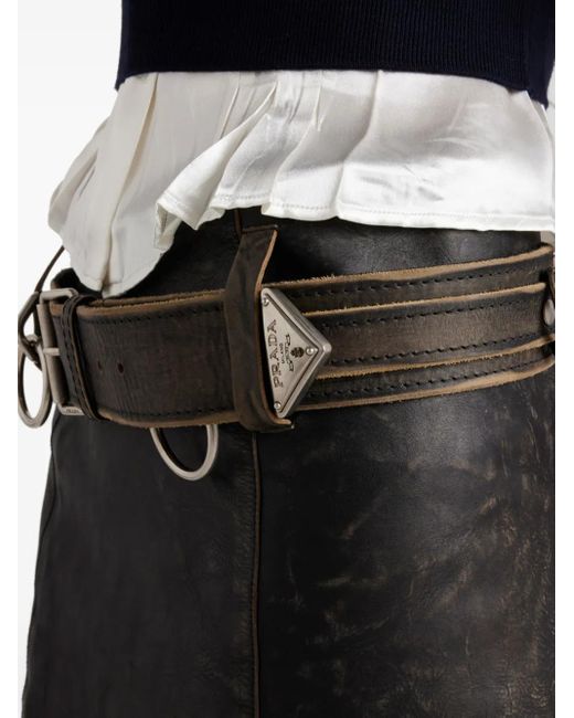 Prada Black Leather Mini Skirt