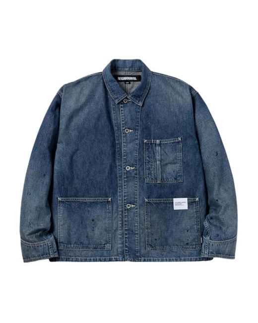 Neighborhood Blue Paint-Splatter Denim Jacket for men