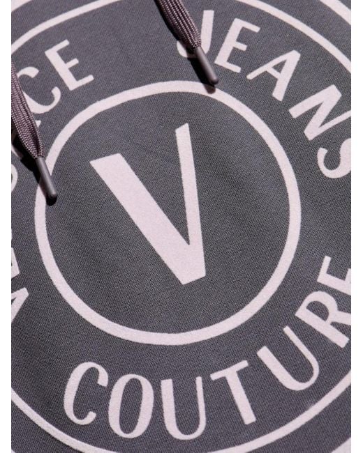 Versace Jeans Couture Gray Logo-Embellished Hoodie for men