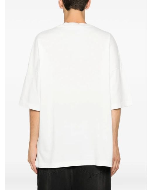 Palm Angels White Graphic-Print Rhinestone-Embellished T-Shirt for men