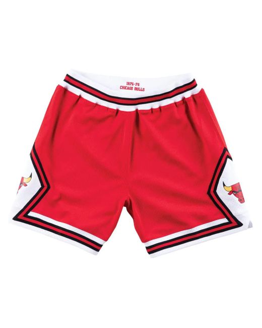 メンズ Mitchell & Ness 1975/76 Chicago Bulls オーセンティック ロード バスケットボール ショーツ Red