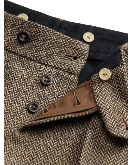 RRL Natural Herringbone-Pattern Pleated Trousers for men