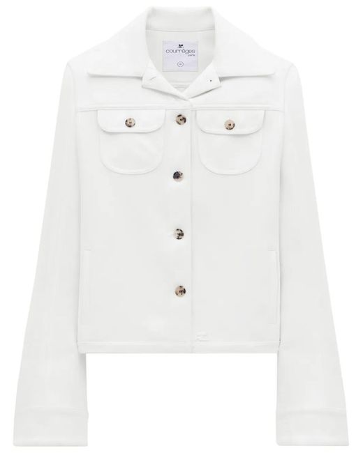 Courreges White Single-Breasted Twill Jacket