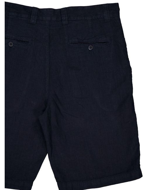 120% Lino Blue Mid-rise Linen Bermuda Shorts for men