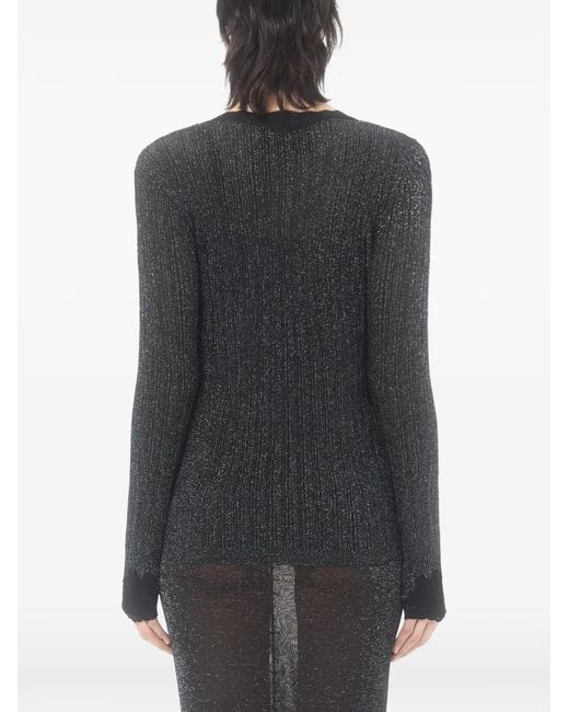 Valentino Garavani Gray Lurex Knit Cardigan With Lace