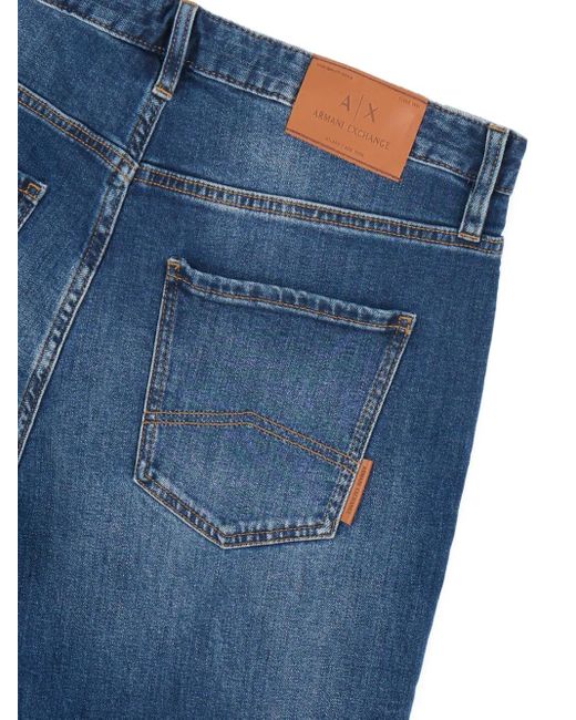 ARMANI EXCHANGE Blue Distressed Five-Pocket Jeans for men