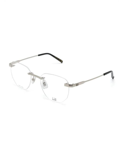 Dunhill White Thin-Arms Frameless Glasses