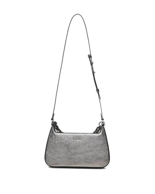 Coccinelle White Chain-Embellished Leather Cross Body Bag