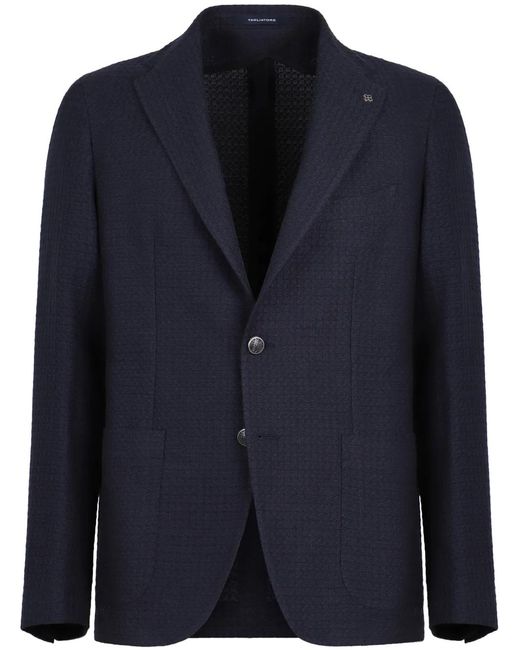 Tagliatore Blue Peak-Lapels Single-Breasted Blazer for men