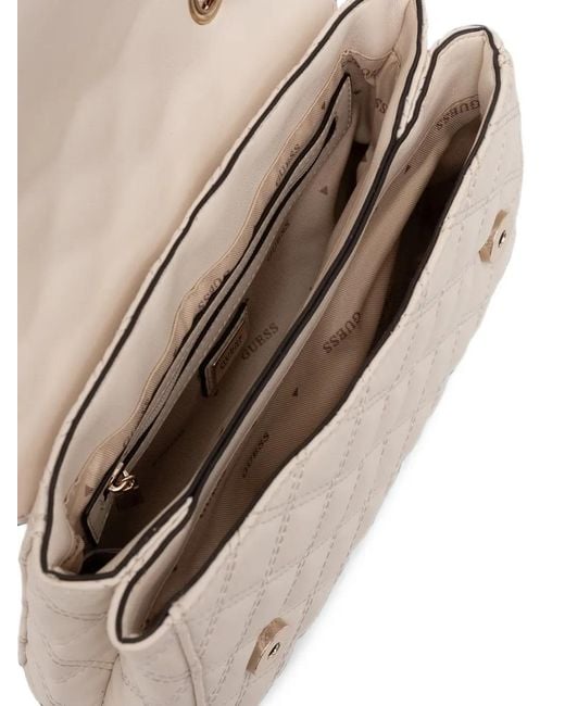 Guess Natural Giully Quilted Cross Body Bag