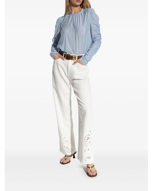 Rag & Bone White Embroidery Drawstring Trousers