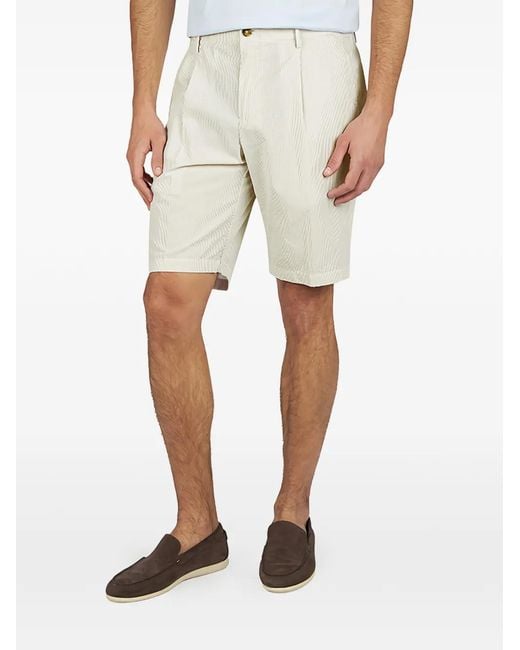 Paul & Shark White Stripe-Pattern Shorts for men