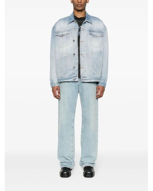 Vetements Blue Embossed-Logo Denim Jacket