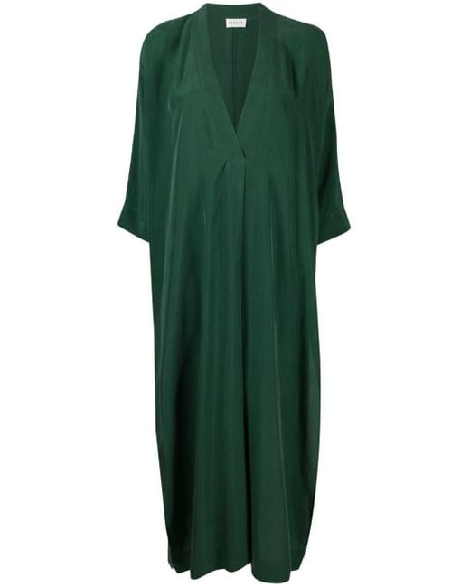 P.A.R.O.S.H. Zijden Maxi-jurk Met V-hals in het Green