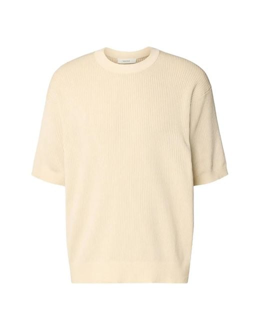SELECTED Natural Rib-Knit T-Shirt for men