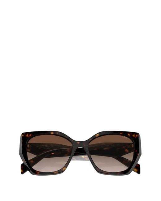 Prada Brown Tortoiseshell-Effect Geometric-Frame Sunglasses