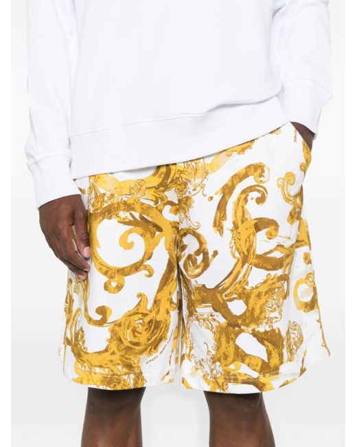 Versace Metallic Baroccoflage-printed Cotton Shorts for men