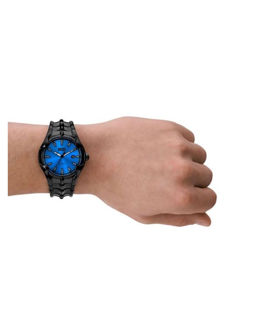 DIESEL Blue Vert Three-hand Date Black Stainless Steel Watch for men