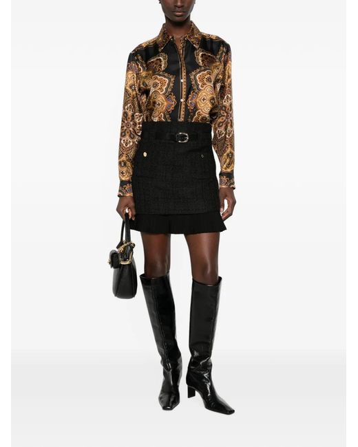 Sandro Brown Pattern Silk Shirt
