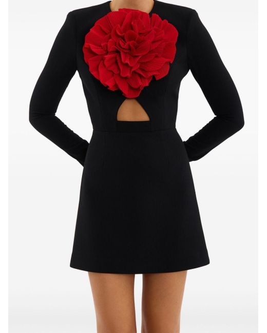 Vestido corto Rhosen con apliques florales Rebecca Vallance de color Black