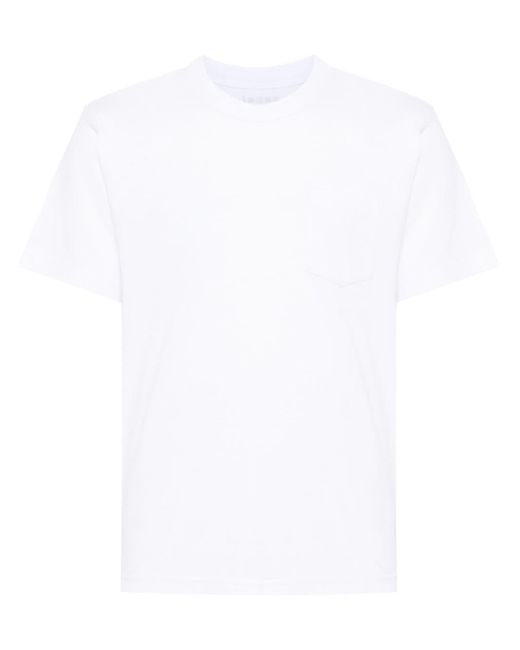 Sacai White Slogan-print Cotton T-shirt