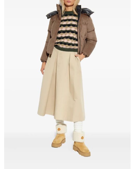 Moncler Brown Quierzy Houndstooth-Pattern Padded Jacket