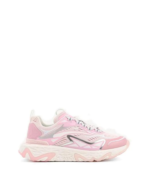 Karl Lagerfeld Pink Blaze Perforated Lace-Up Sneakers