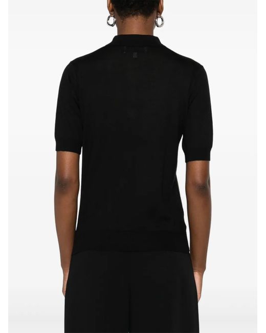 Bompard Black Collared Short-Sleeve Polo Top