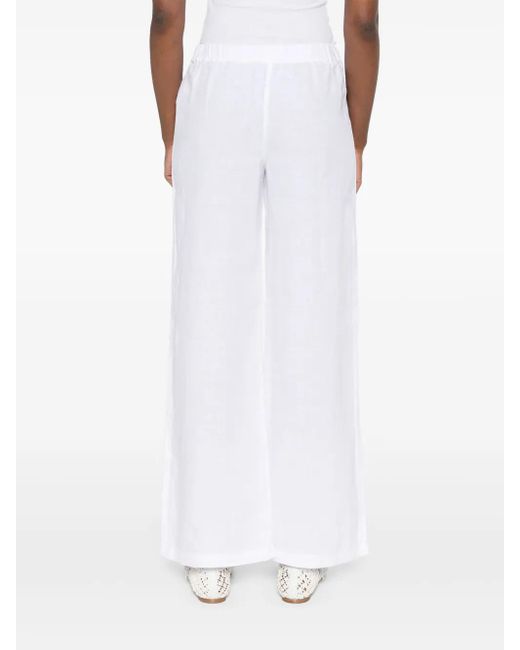 120% Lino White Linen Trousers