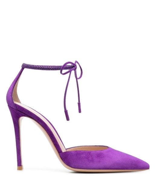 Gianvito Rossi Suede Montecarlo D'orsay Pointed Pumps in Purple Lyst