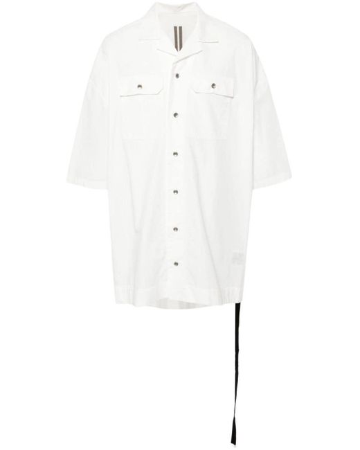 Rick Owens White Magnum Tommy Cotton Long Shirt for men