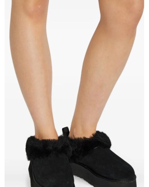 Ugg Black Tazzelle Shearling-Trim Ankle Boots