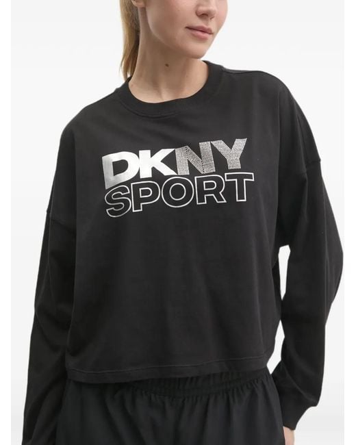 DKNY Black Drop-Shoulder Long-Sleeve T-Shirt