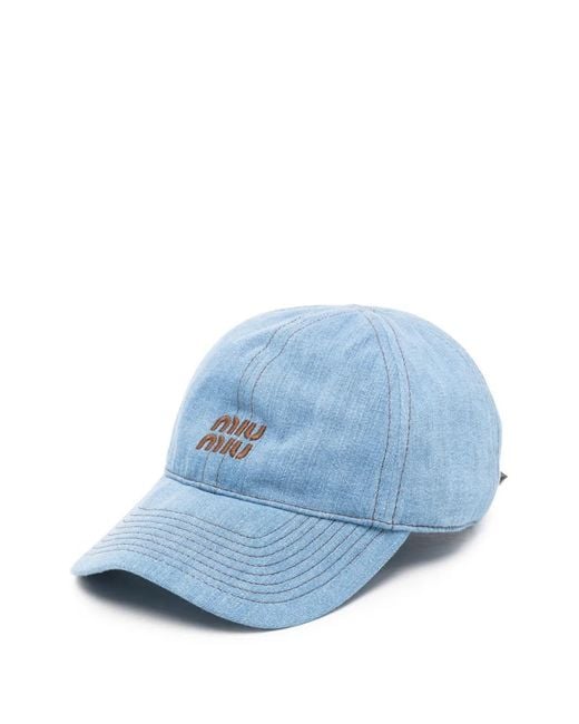 Miu Miu Blue Logo-Embroidered Denim Baseball Cap