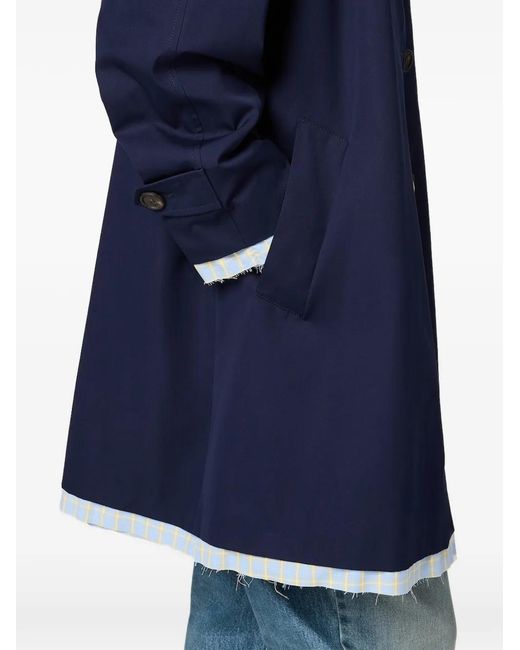 Miu Miu Blue Single-Breasted Poplin Coat