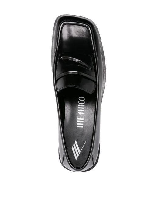 The Attico Black Amanda Leather Loafers