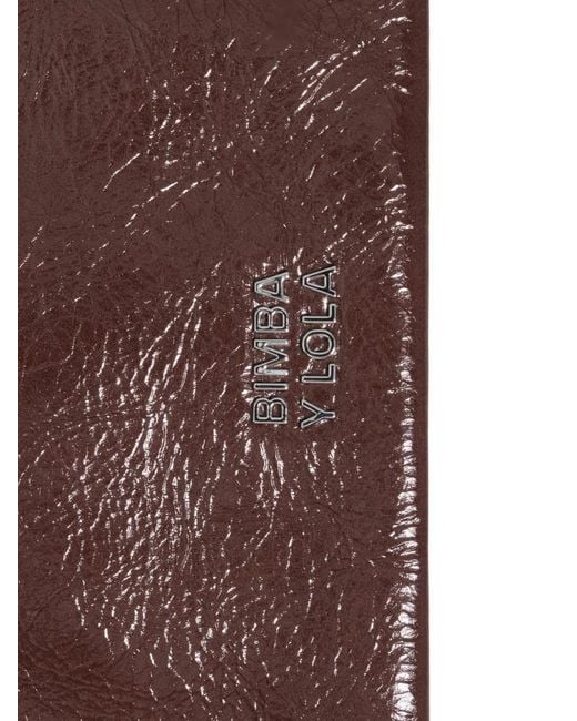 Bimba Y Lola Brown Wristlet Zip Cow Leather Wallet