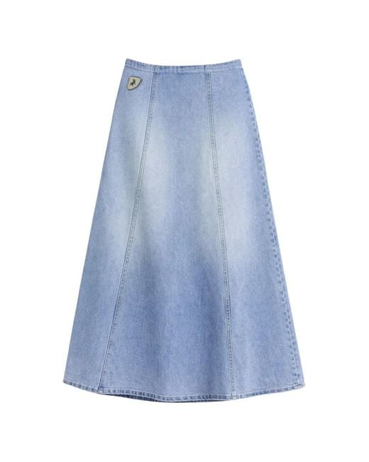 Lois Blue Wilson Logo-Patch Denim Maxi Skirt