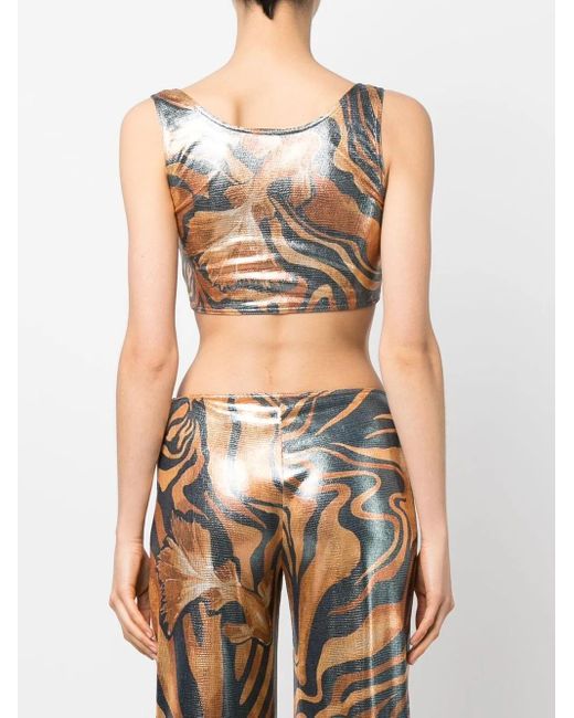 Alberta Ferretti Cropped Top in het Blue