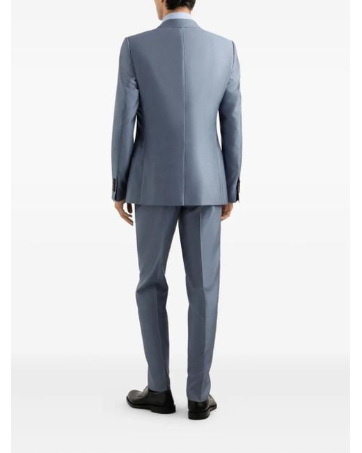 Dolce & Gabbana Blue Single-Breasted Wool And Silk Suit for men