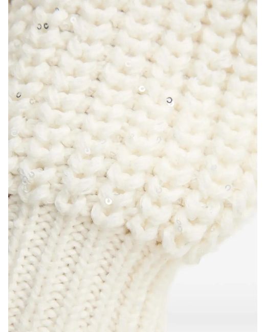 MARC AUREL Natural Sequin Roll-Neck Knitwear