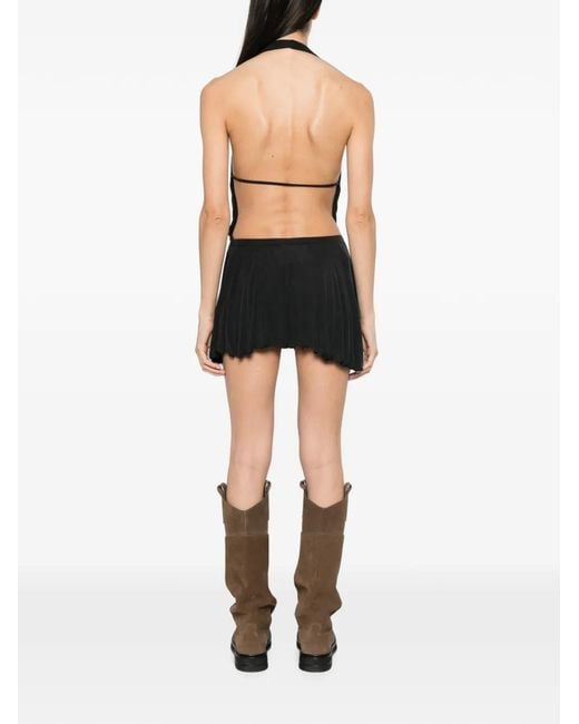 AYA MUSE Black Soma Draped Open-Back Mini Dress