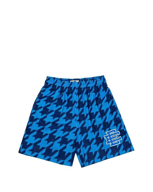 Eric Emanuel Blue Short De Sport Basic À Imprimé Pied-De-Poule for men