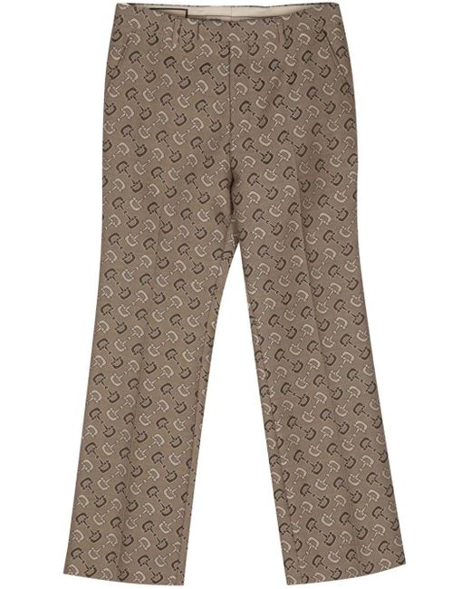 Gucci Natural Horsebit-jacquard Straight Trousers