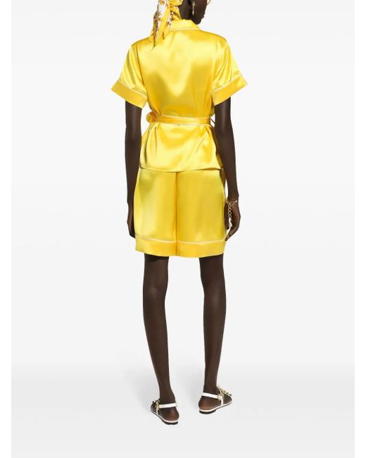 Dolce & Gabbana Yellow Lemon Silk Shorts