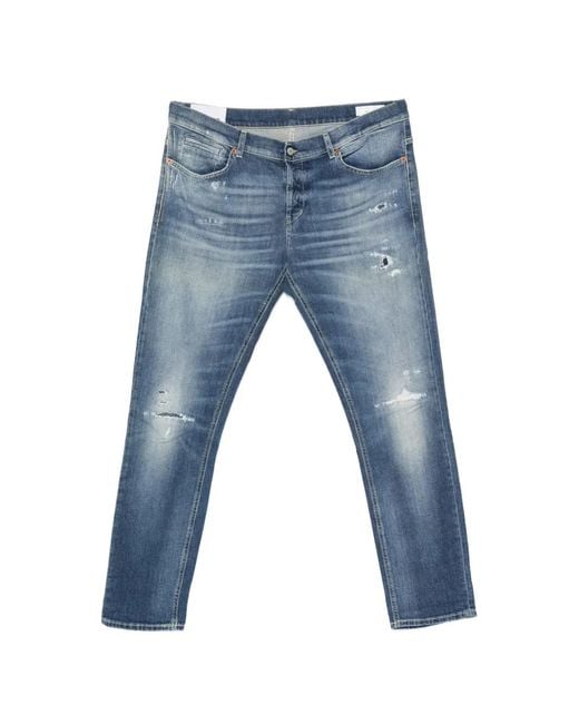 Dondup Blue George Distressed-Effect Jeans for men