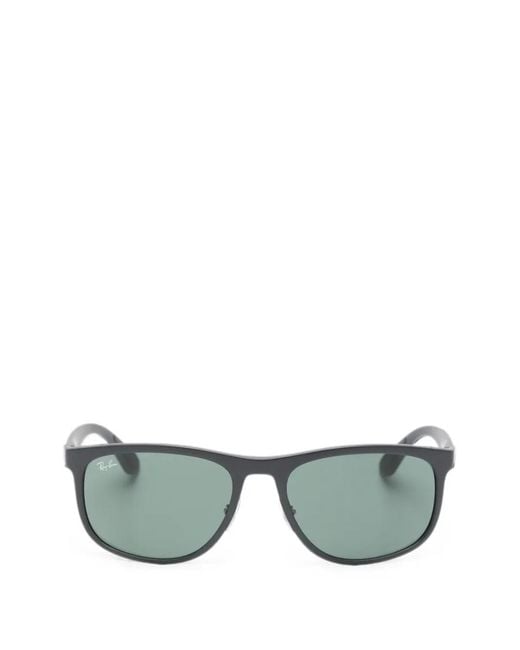 Ray-Ban Green Logo-Plaque Rectangle-Frame Sunglasses